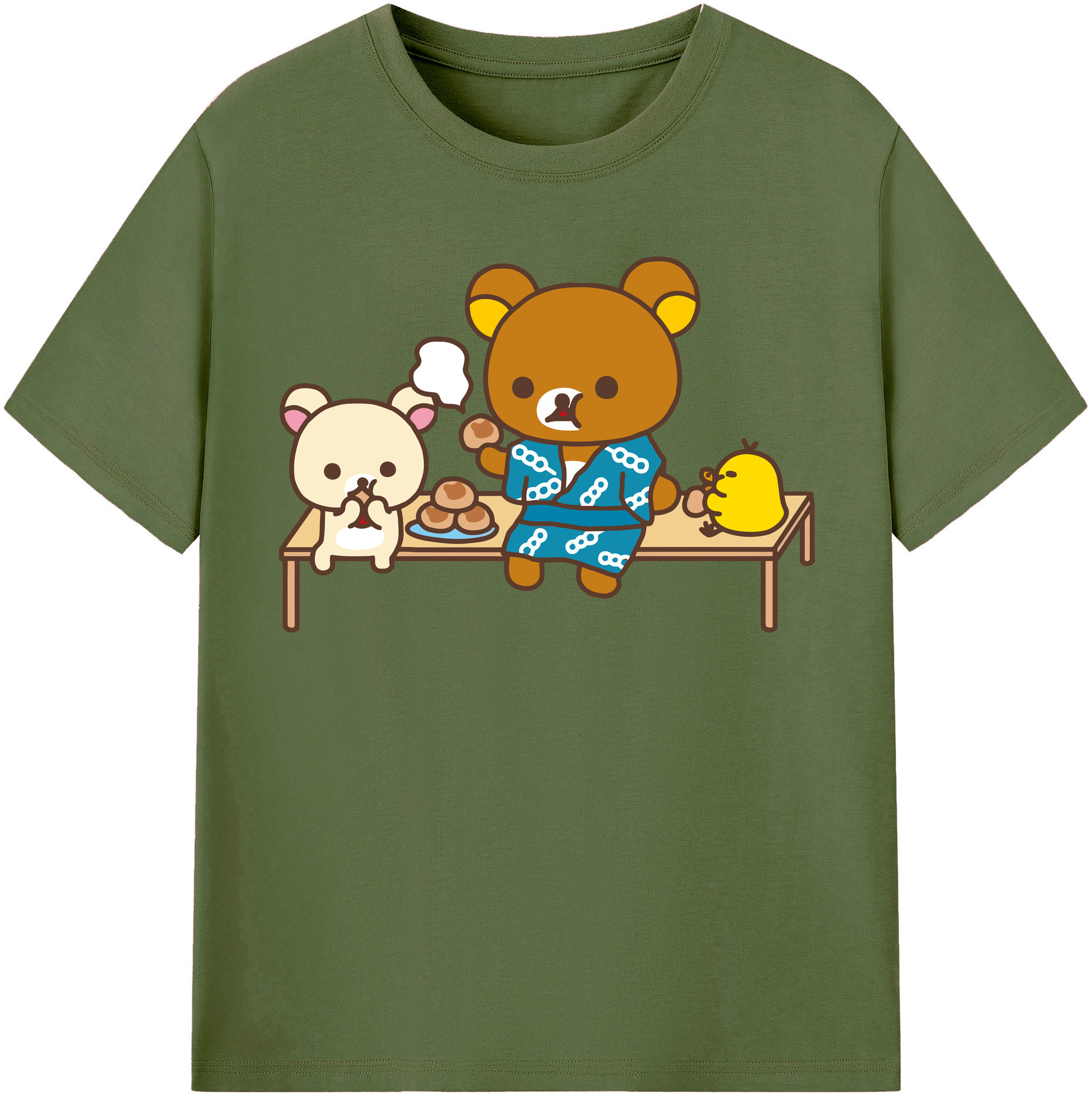 （画像用） リラックマ リラックマ キイロイトリ Rilakkuma Korilakkuma Kiiroitori 綿100％半袖Tシャツ（フロントプリント）